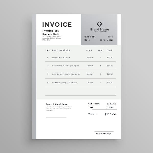 Free vector gray professional invoice template design