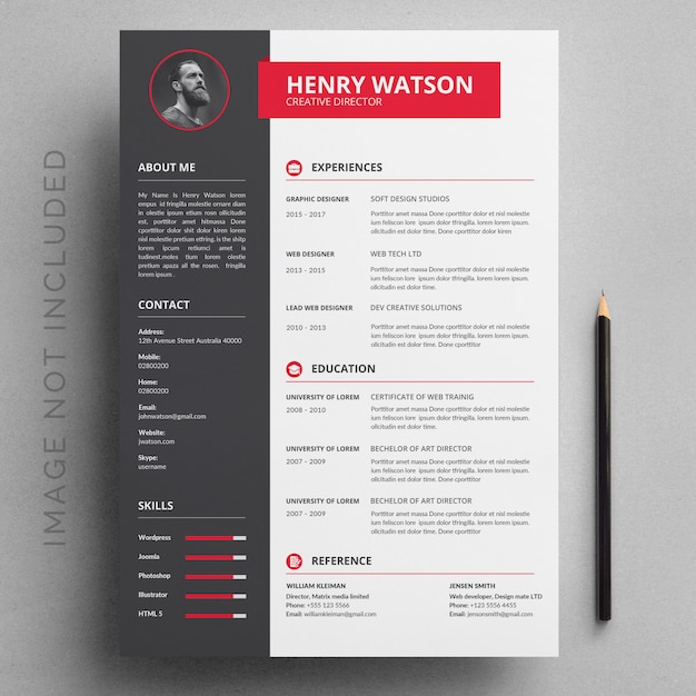 Gray and red resume template