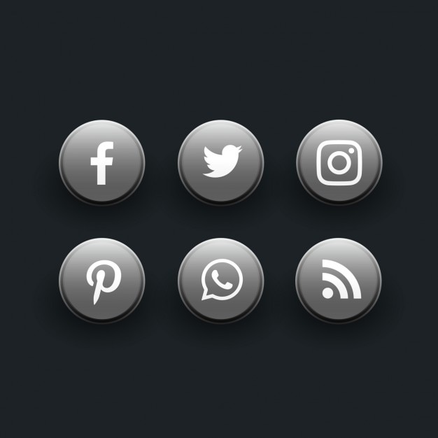 Free vector gray round icons, social networks