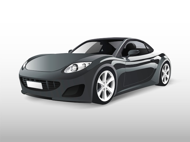 Gray Sports Car Isolated On White Vector