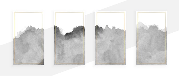 Gray watercolor banners set of four