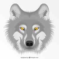 Vettore gratuito lupo grigio con sfondo giallo degli occhi