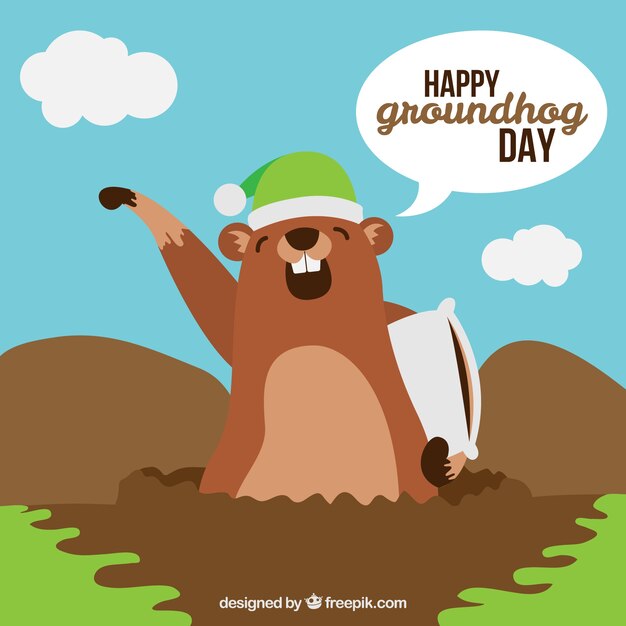 Great background of groundhog yawning