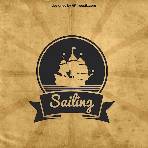 Free vector great background with ship in vintage style