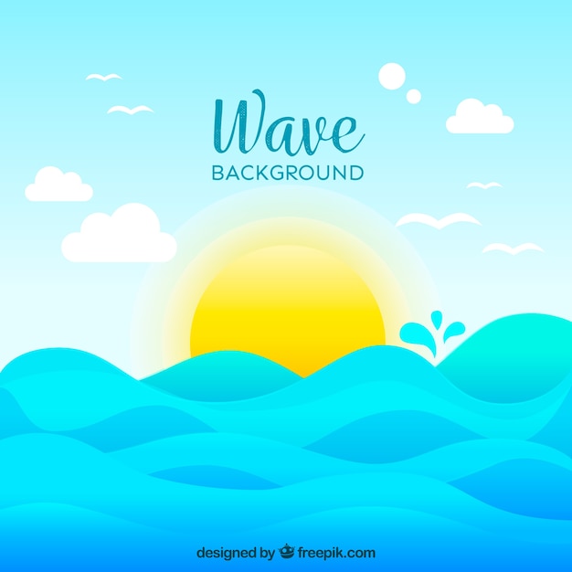 Free vector great background with sun and waves