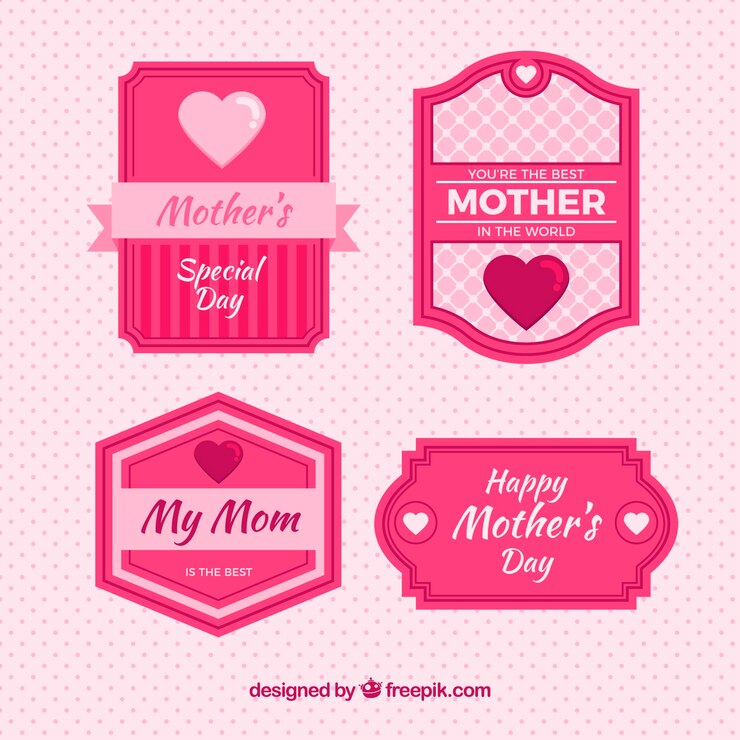 मुफ़्त वेक्टर great badges for mother's day in pink tones
