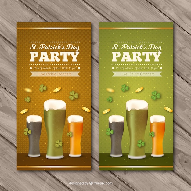 Great banners with different types of beer for st patrick's day