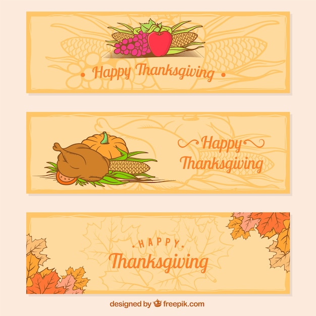 Great banners with hand-drawn elements for thanksgiving