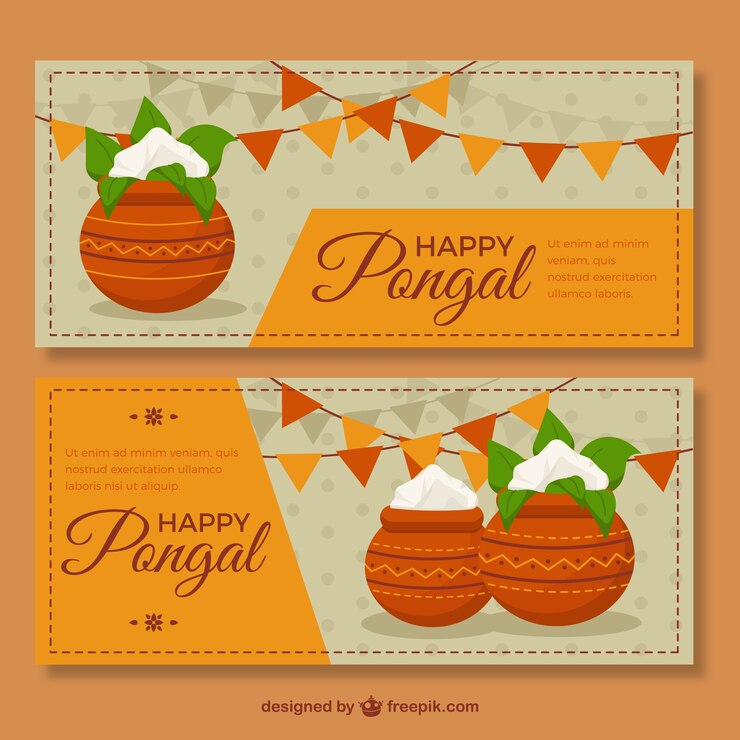 मुफ़्त वेक्टर great banners with sugarcane and garlands in flat design