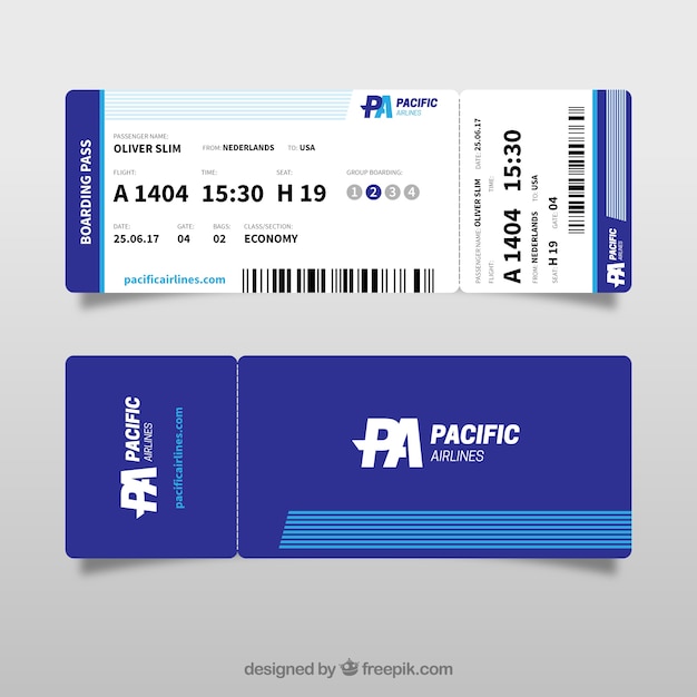 Great boarding pass template in blue tones