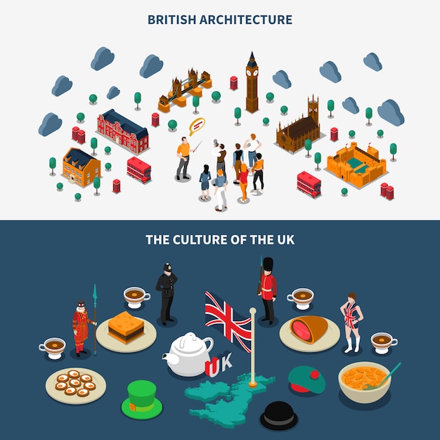 Free vector great britain banners set