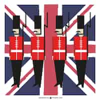 Free vector great britain guards and flag background