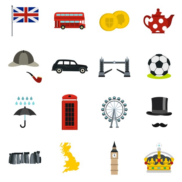 Download Free Great Britain Icons Set In Flat Style Premium Vector Use our free logo maker to create a logo and build your brand. Put your logo on business cards, promotional products, or your website for brand visibility.