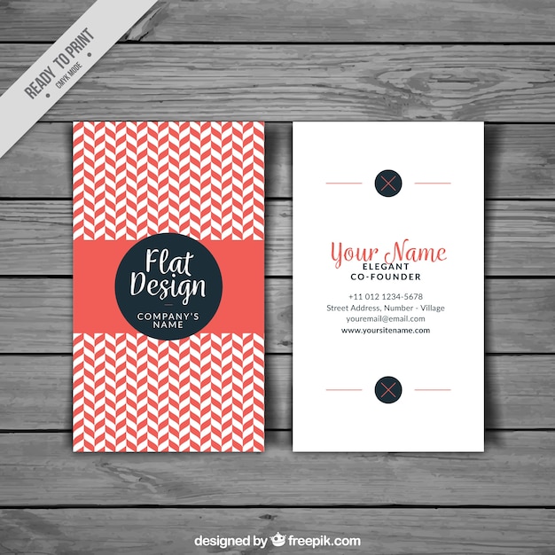 Free vector great business card with red shapes