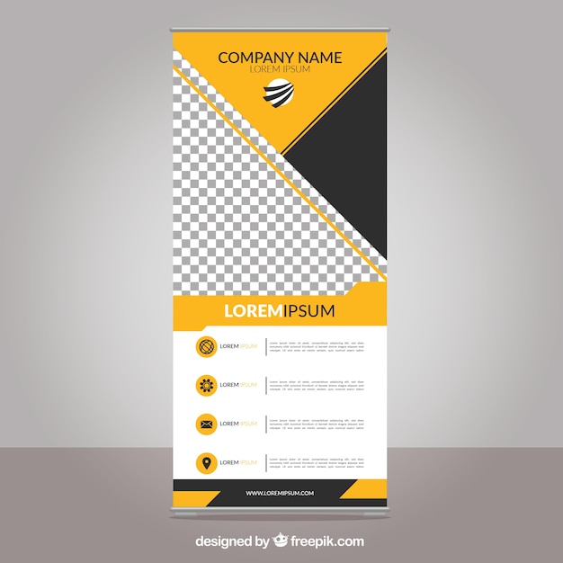 Free vector great business roll up with orange shapes