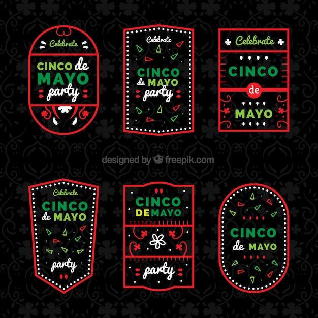 Great cinco de mayo labels with red frame