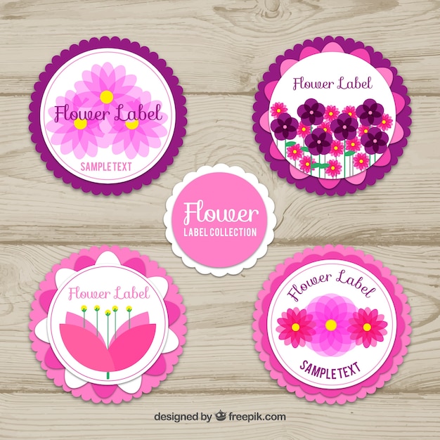 Free vector great collection of round floral stickers