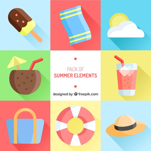 Great collection of summer elements in flat design