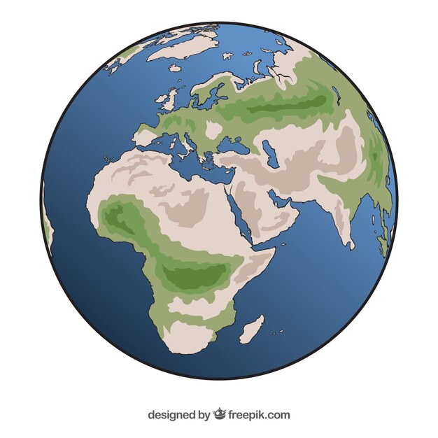 Great earth globe in hand-drawn style