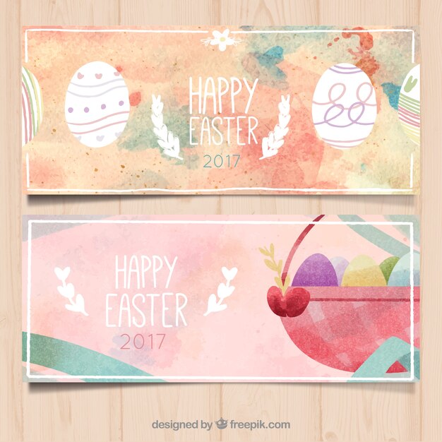 Great easter banners in watercolor style