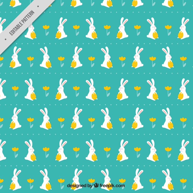 Free Vector great easter pattern with cute bunny