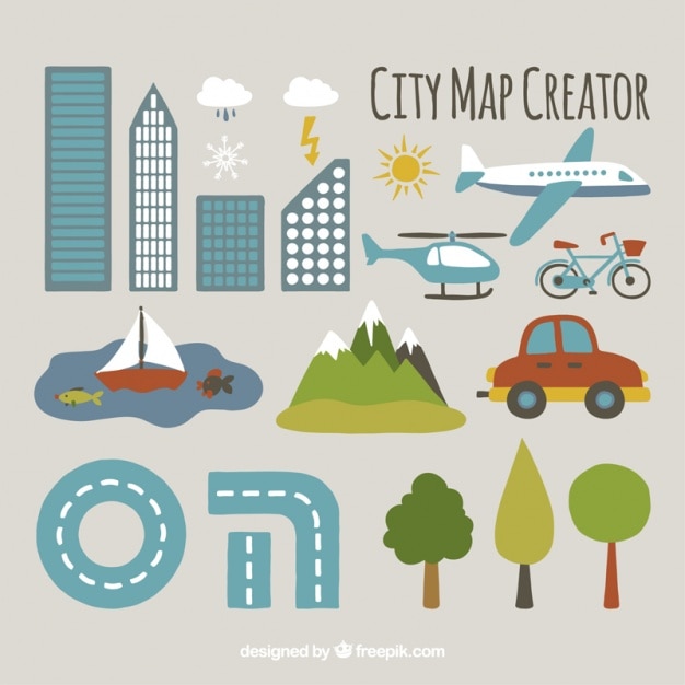 Free vector great elements to create a city