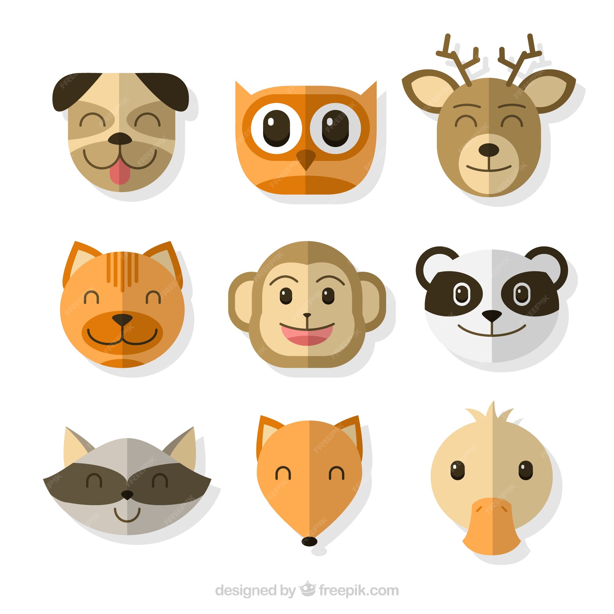 かわいい動物とのグレート絵文字 無料のベクター
