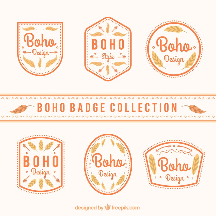 Free Vector great ethnic badges in orange tones