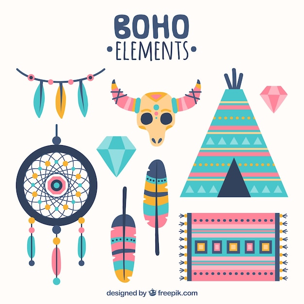 Free vector great ethnic elements with pink details