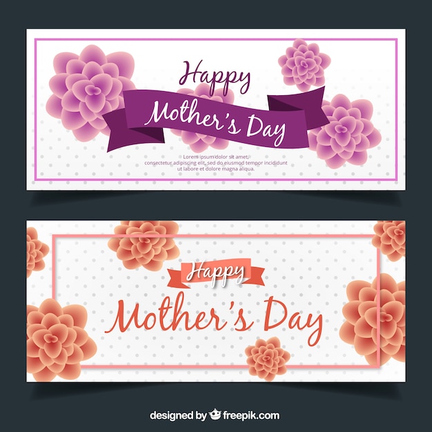 Free vector great floral banners for mother's day