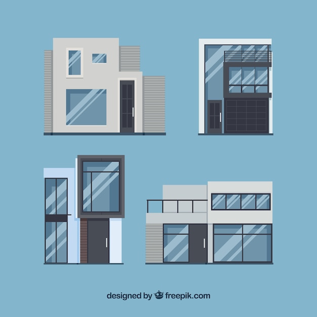 Free vector great houses with modern designs