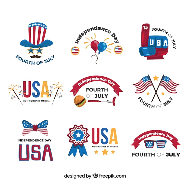 Great independence day stickers with decorative elements
