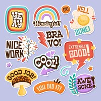 Free vector great job and good job sticker collection