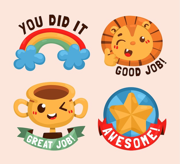 Free vector great job sticker collection