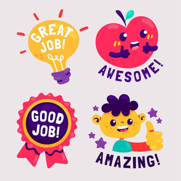 Set of great job and good job stickers Vector illustration Stock Vector  Image & Art - Alamy