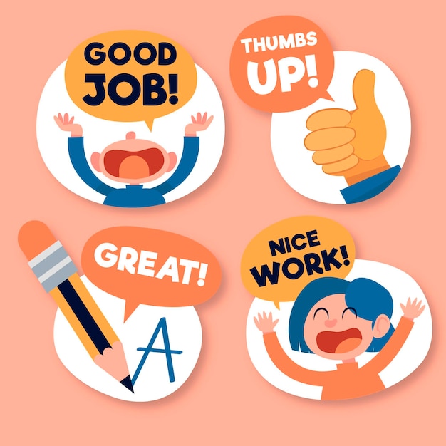 Free vector great job sticker collection