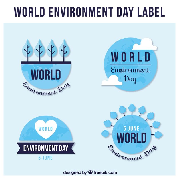 平らなデザインの世界環境の日のための偉大なラベル