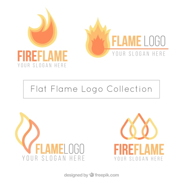 Free vector great logos with flames in flat design