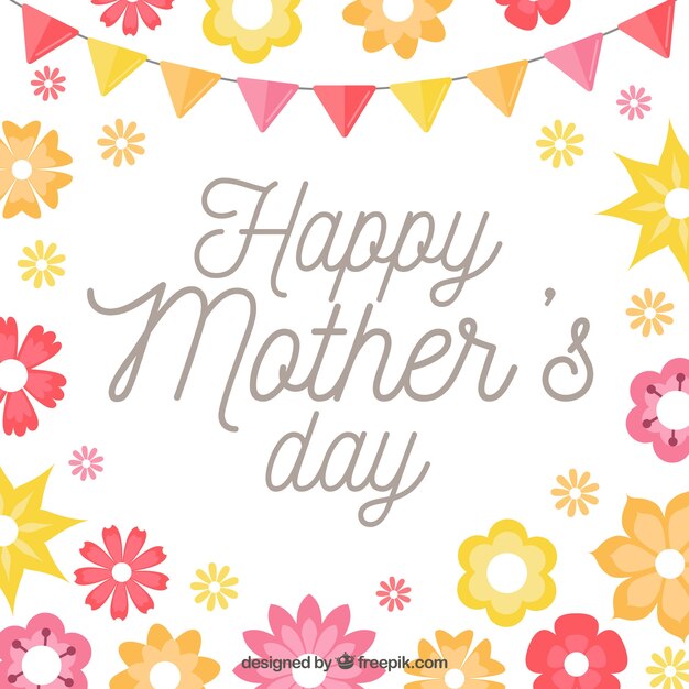 Great mother's day background with garland and flowers