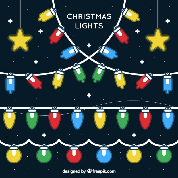 Free vector great pack of decorative lights for christmas