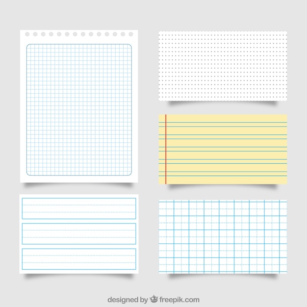 Free vector great pack of different paper sheets