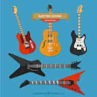 Free vector great pack of flat electric guitars