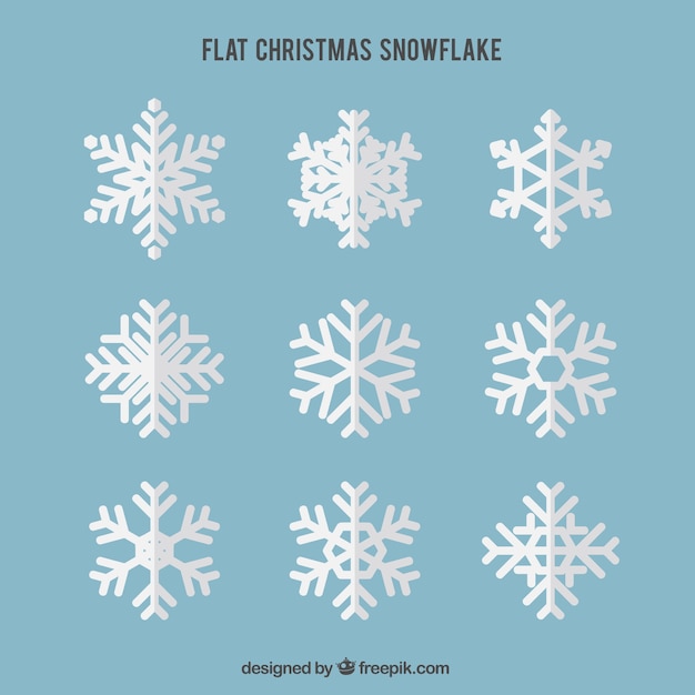 Бесплатное векторное изображение Большой пакет плоских снежинки