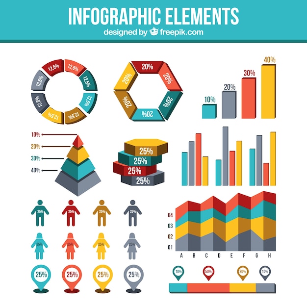 Vettore gratuito grande confezione con elementi infografici decorativi