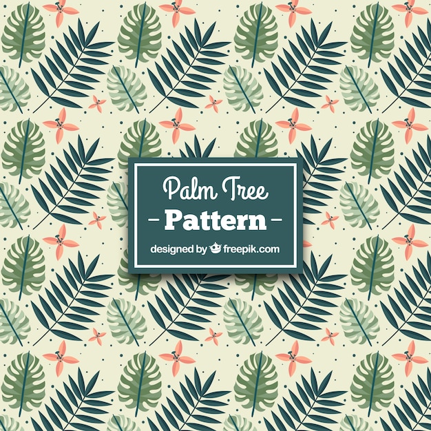 Great pattern of flowers and palm trees