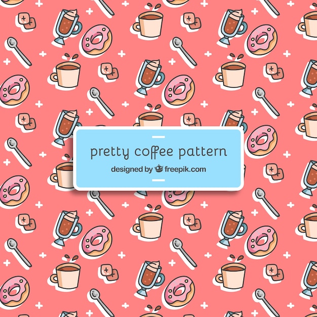 Free vector great pattern with coffee cups and donuts