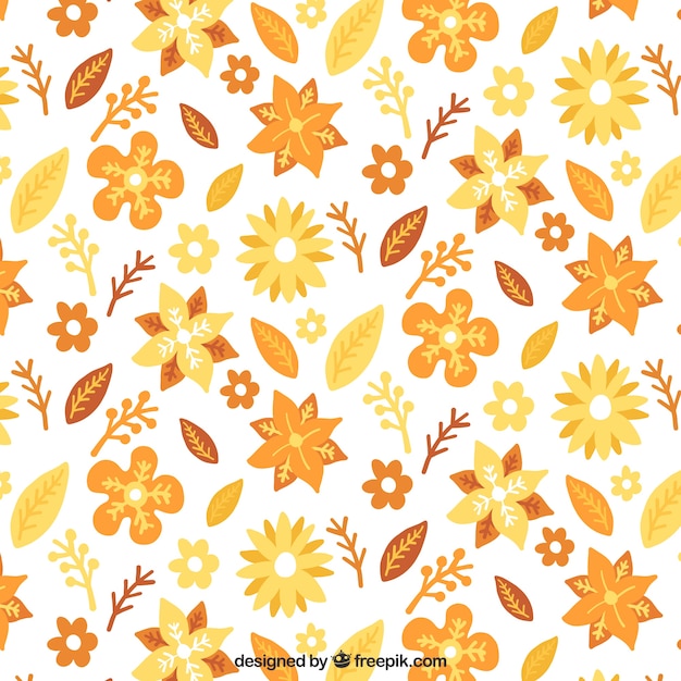 オレンジ色の色調の花とグレートパターン