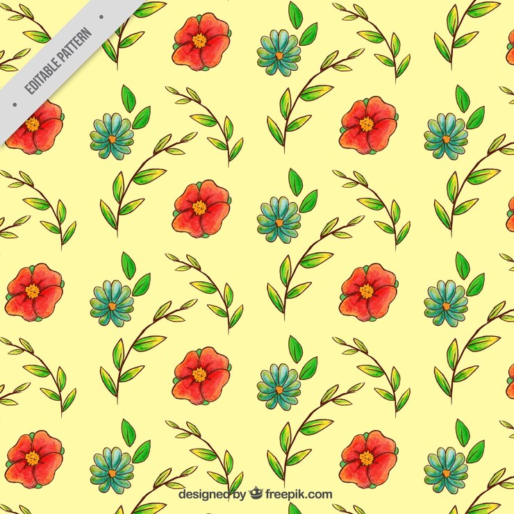 मुफ़्त वेक्टर great pattern with red and blue flowers