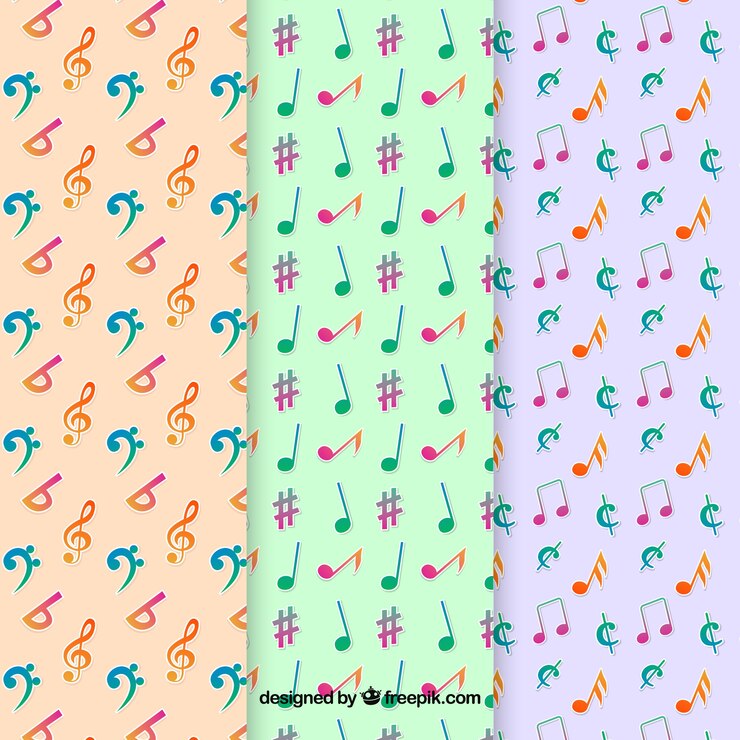 Free Vector great patterns with colored musical notes