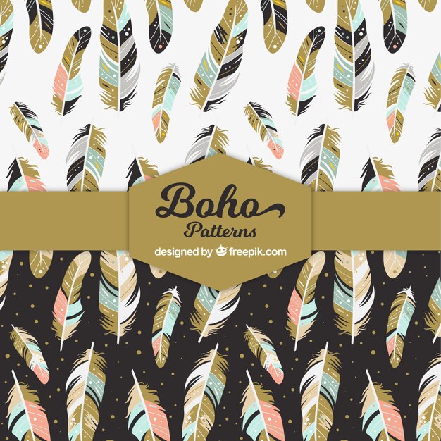 boho 스타일의 깃털이있는 훌륭한 패턴